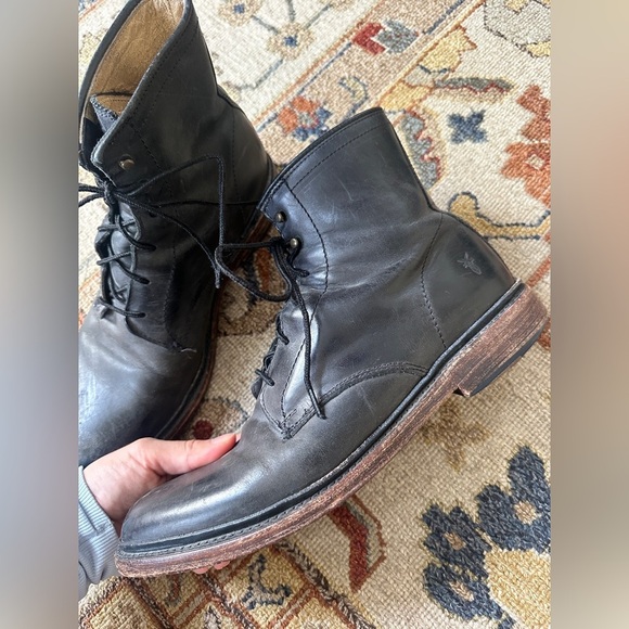 Mens Frye Black Lace Up Combat Boots sz 10